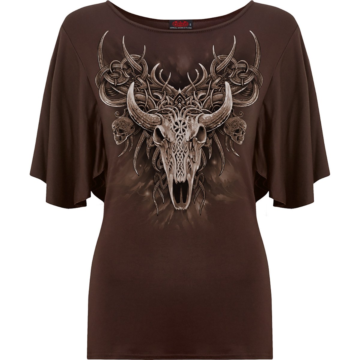 HORNED SPIRIT - Boat Neck Bat Sleeve Top Chocolate