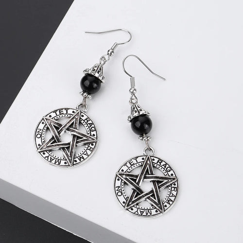 Gothic Dark Style Moon Sun Pentagram Earring Occult Crescent Wicca
