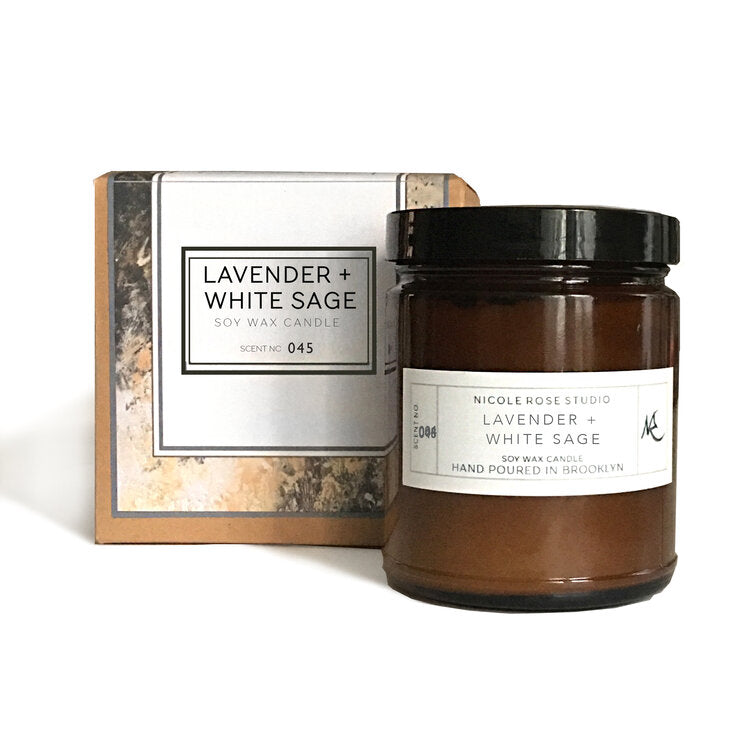 Lavender + White Sage Aromatherapy Scented Soy Wax Candle