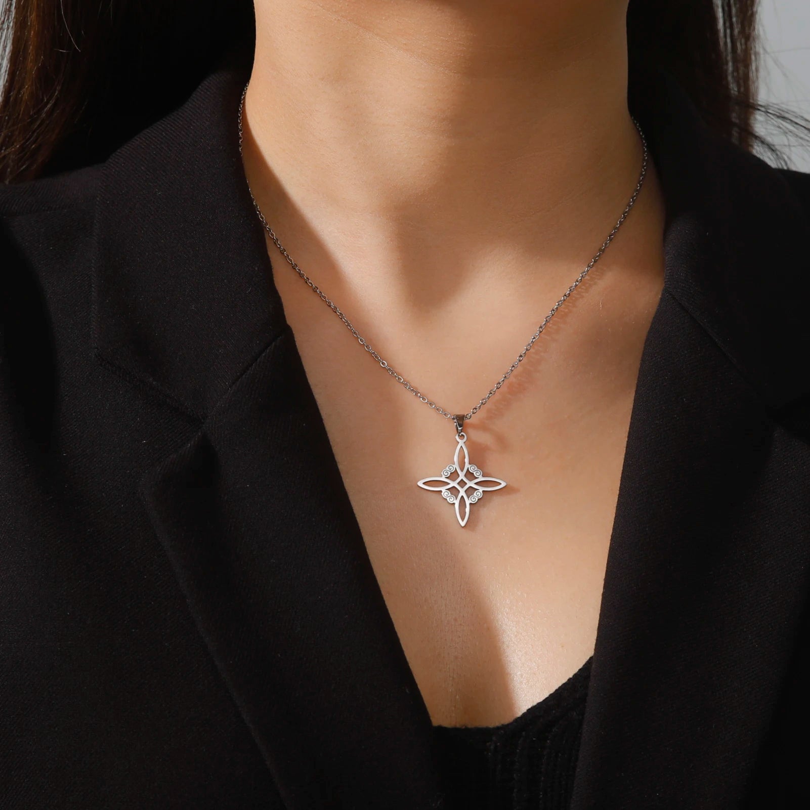 Skyrim Wicca Witchcraft Witch Knot Necklace Stainless Steel Choker